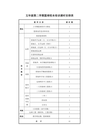 校本篮球课程安排