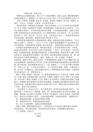 梦想无悔，青春不落