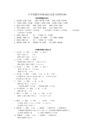 小升初数学冲刺2015总复习资料归纳（内部会员专版，切勿外传！）