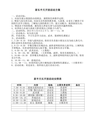 家长开放日活动