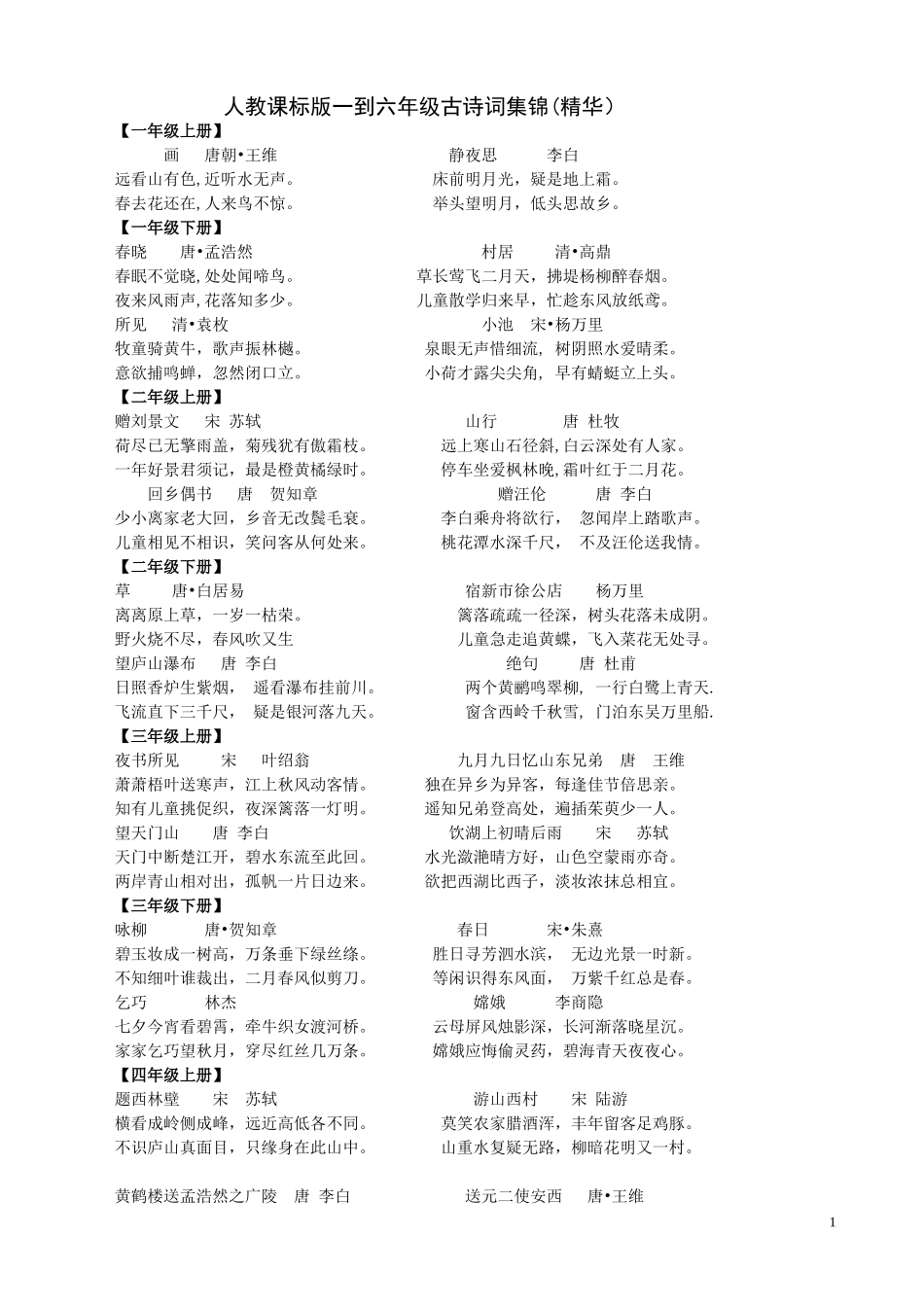 一到六年级古诗精华(1)_第1页