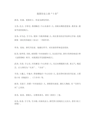 我国历史上的“十圣”