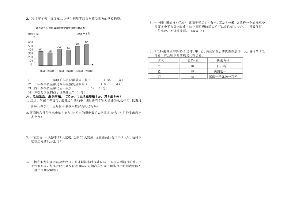 六年级毕业考试模拟题5_第2页
