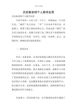 历史新教师个人教学反思
