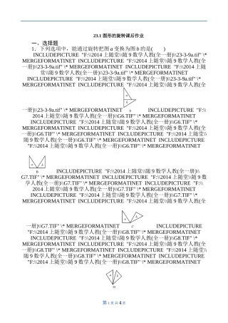 人教版数学九年级上图形的旋转练习