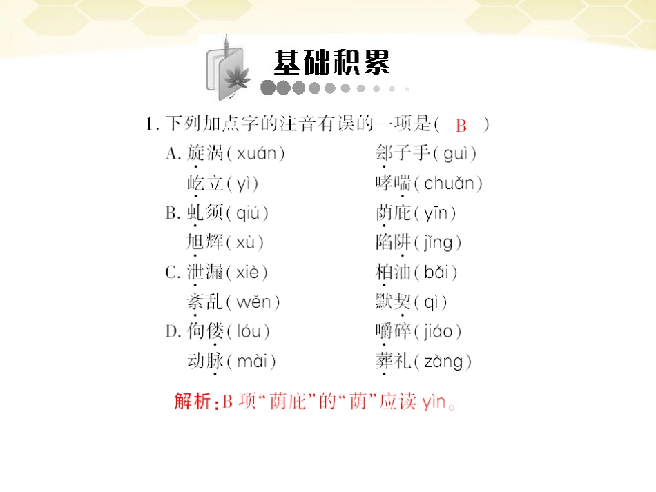 《随堂优化训练》2011年九年级语文下册-第三单元第10课-那树配套课件-冀教版_第2页