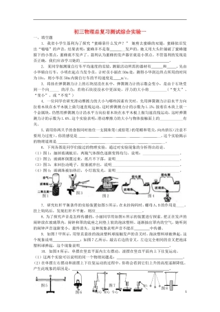 【考前精品】2012九年级物理总复习专题测试-综合实验一
