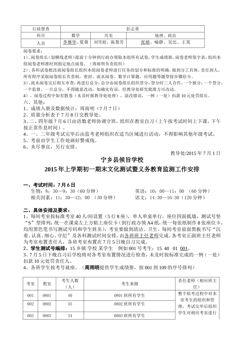 2015年上期末考试考务工作安排_第3页