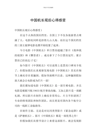 中国机长观后心得感受