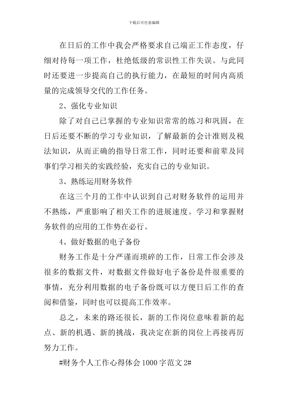 财务个人工作心得体会1000字_第3页