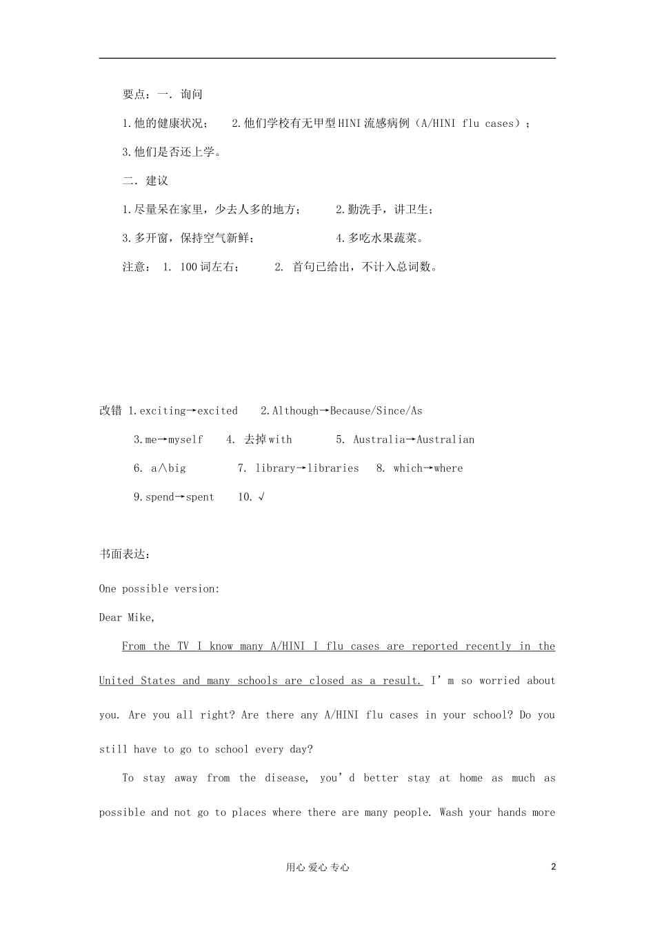 山西省2012高考英语二轮复习专题训练-短文改错+写作(47)_第2页