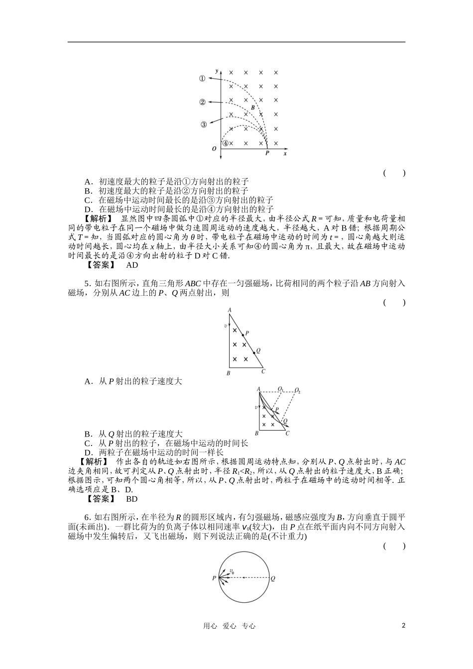 2012高三物理一轮复习-11.2磁场对运动电荷的作用课时练习_第2页