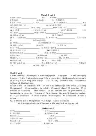 模块的词组及写作