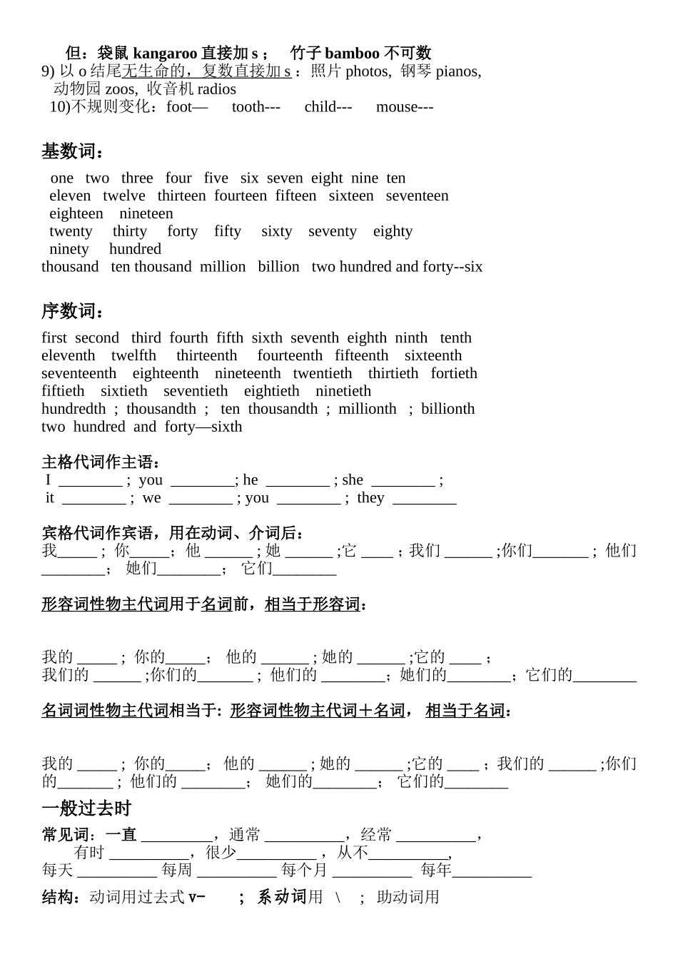 初一英语基本语法练习_第2页