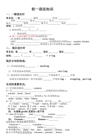 初一英语基本语法练习