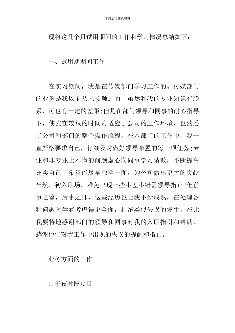 公司内勤员工试用期工作总结_第2页