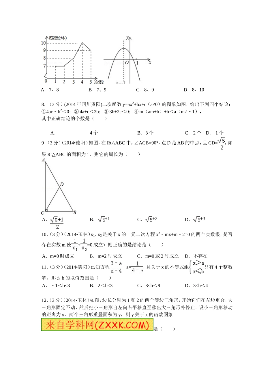2015年初三数学中考模拟试题_第2页