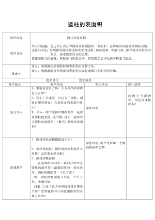 圆柱的表面积