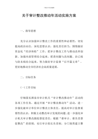 关于审计整改推进年活动实施方案