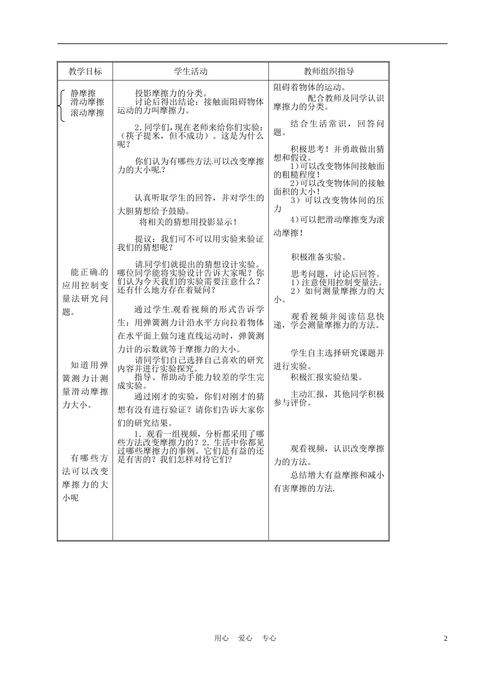 江苏省常州市朝阳中学八年级物理《8.3-摩擦力》教案-苏科版_第2页