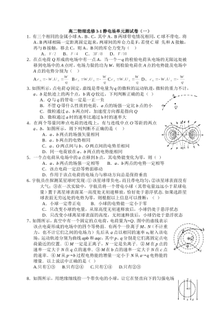 高二物理选修3-1静电场单元测试卷(一)
