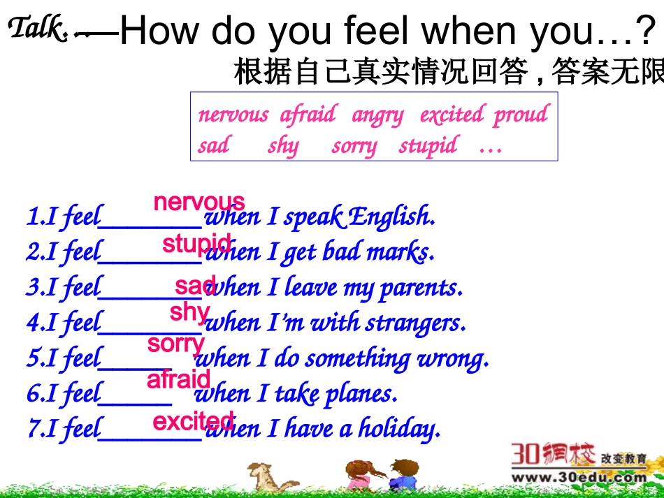 外研版（新）八年级下册Module1Feelingsandimpressionsunit2课件_第3页