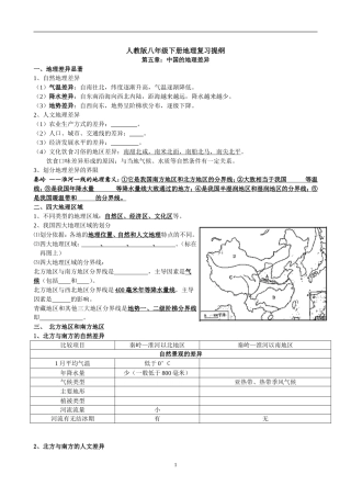 打印2016年八年级地理下册最新复习填空-提纲