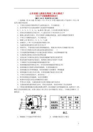 山东省2013届高三生物单元测试7-《分子与细胞模块综合》-新人教版