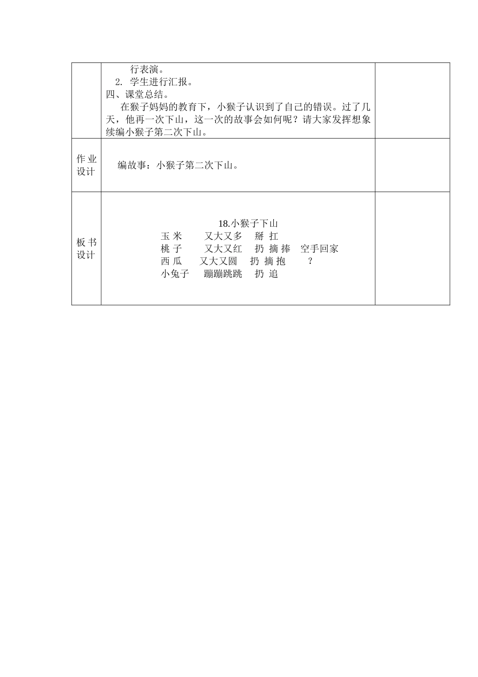 (部编)人教语文2011课标版一年级下册《小猴子下山》教学设计-(8)_第2页