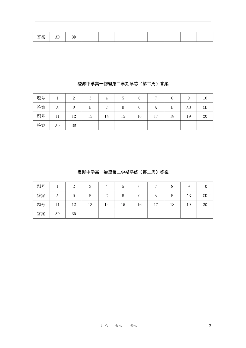 广东省汕头市澄海中学高一物理第二周早练试题(2)_第3页