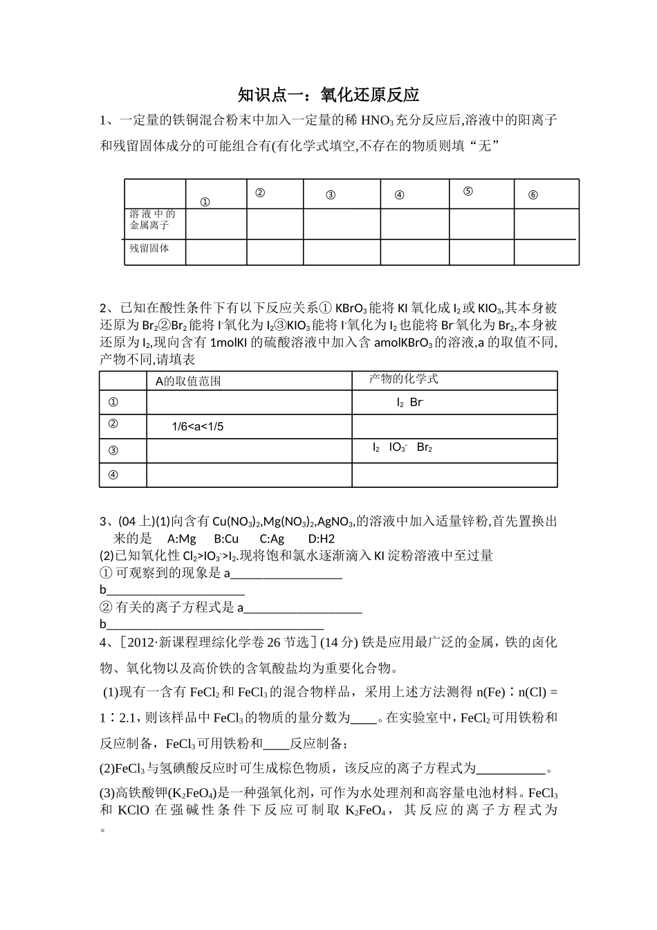 奥赛辅导学案氧化还原反应_第1页