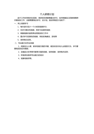 个人研修计划
