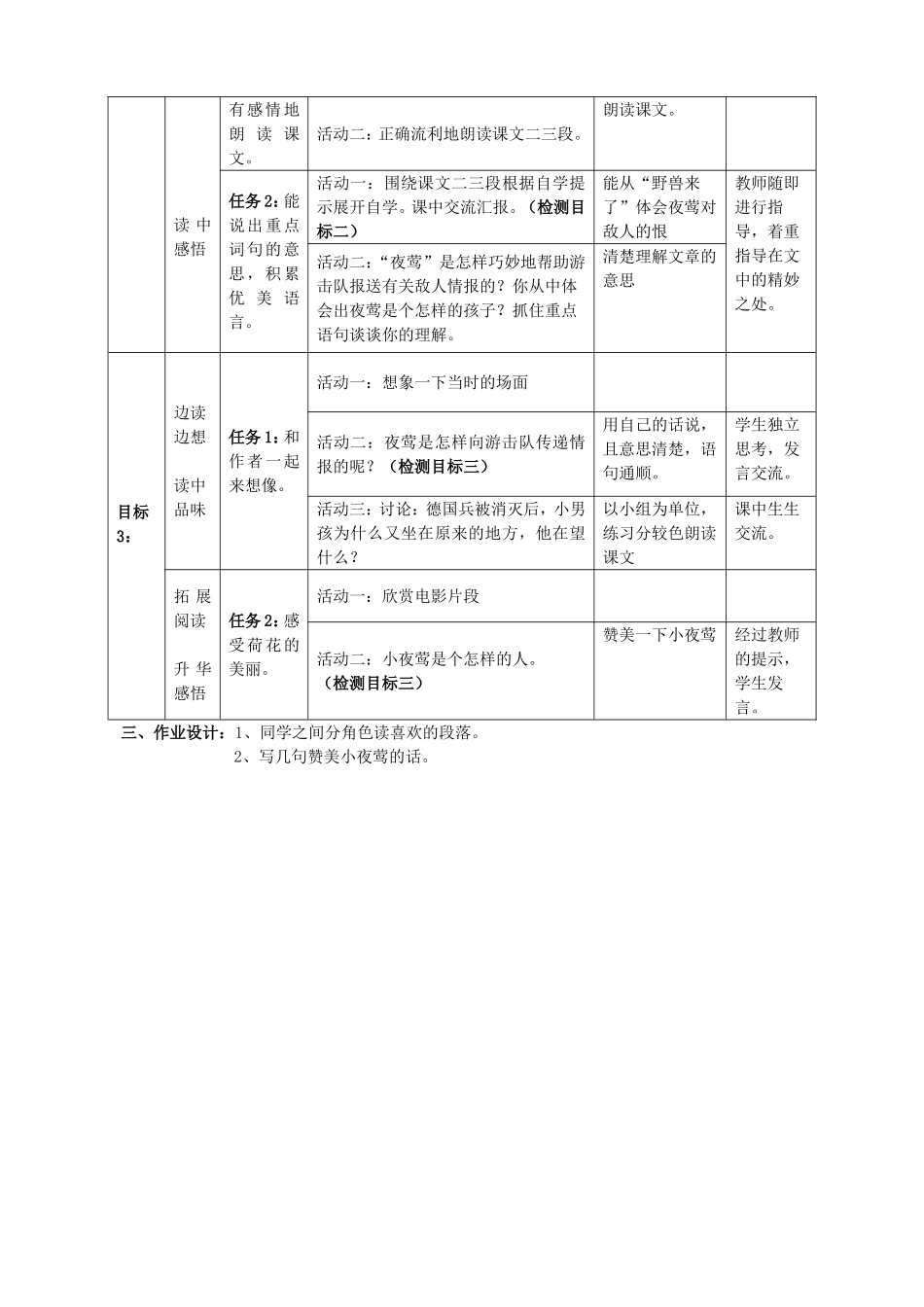 夜莺的歌声表格式教学设计_第2页