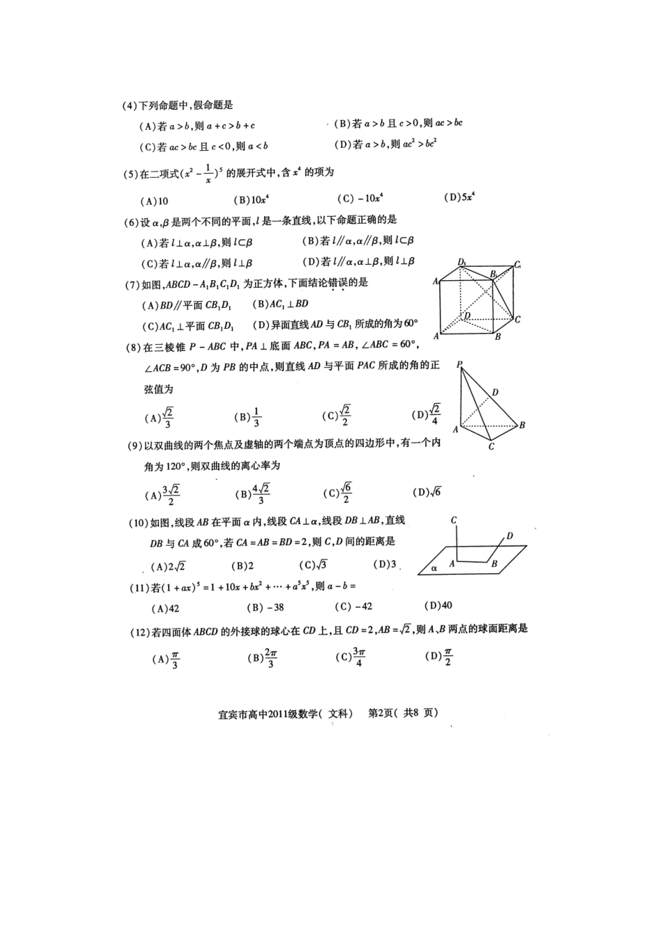 四川省宜宾市高中09-10学年高二文数下学期期末调研(扫描版)_第2页