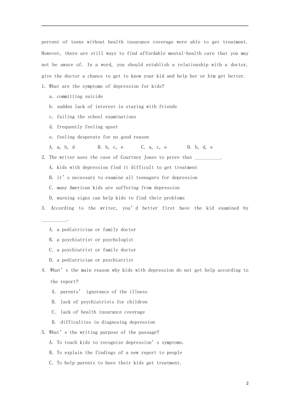 山东省胶州市2014高考英语文章阅读类训练(13)_第2页