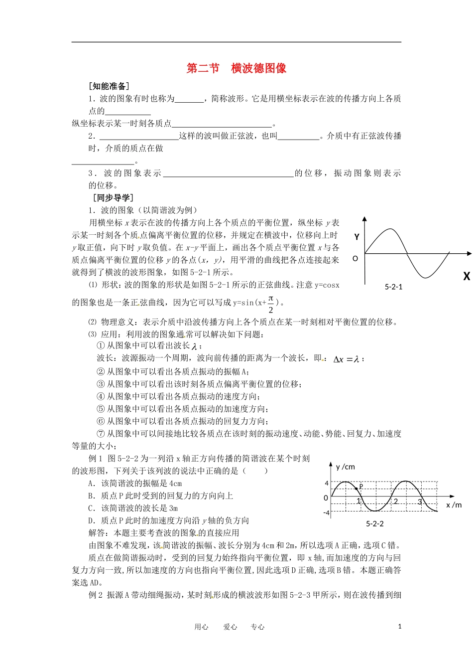 高中物理-2.2-横波德图像教案-教科版选修3-4_第1页