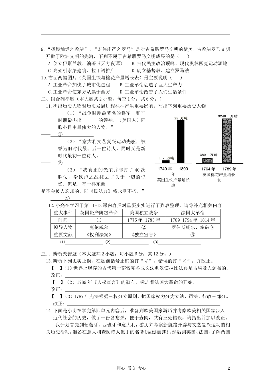 安徽省淮南市潘集区2012-2013学年度九年级历史第一次联考试题-新-新人教版_第2页