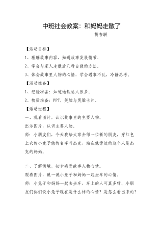 教案：和妈妈走失了