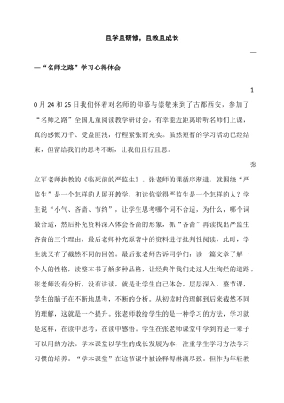 “名师之路”学习心得体会