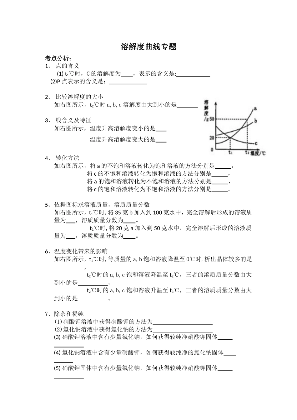 溶解度曲线专题_第1页