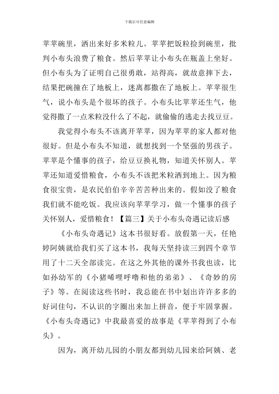关于小布头奇遇记读后感_第3页