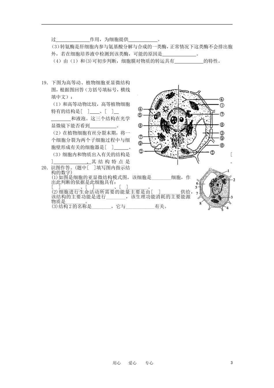 2012高一生物-3.2细胞的类型和结构5每课一练-苏教版必修1_第3页