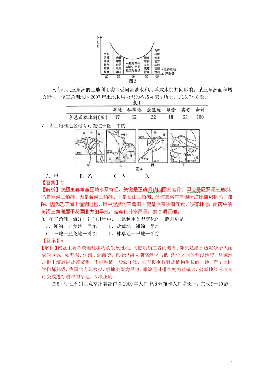 2010年普通高等学校招生全国统一考试文综试题(福建卷-解析版)_第3页