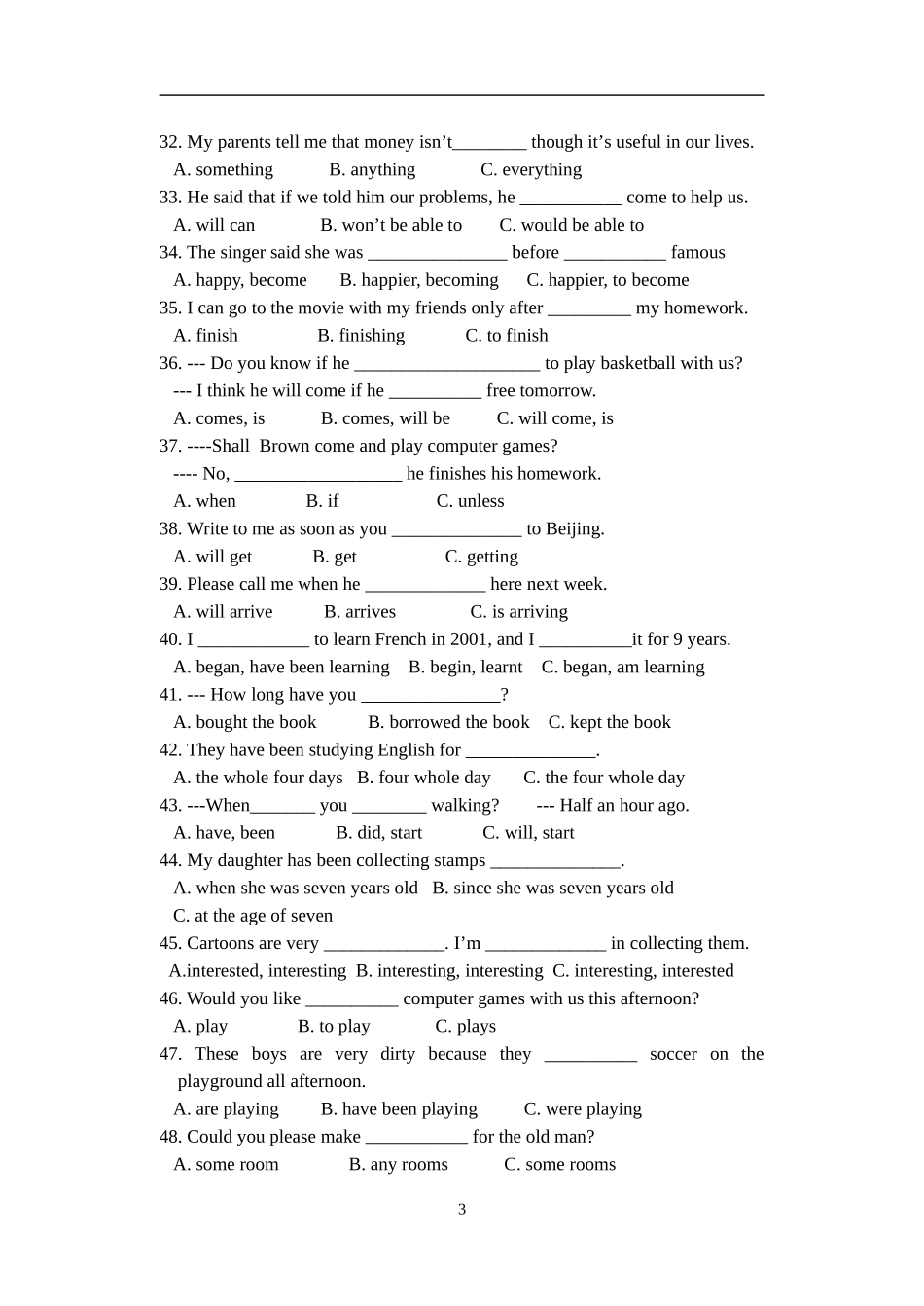 八年级英语新目标下Unit-1---10单项选择易错试题集_第3页