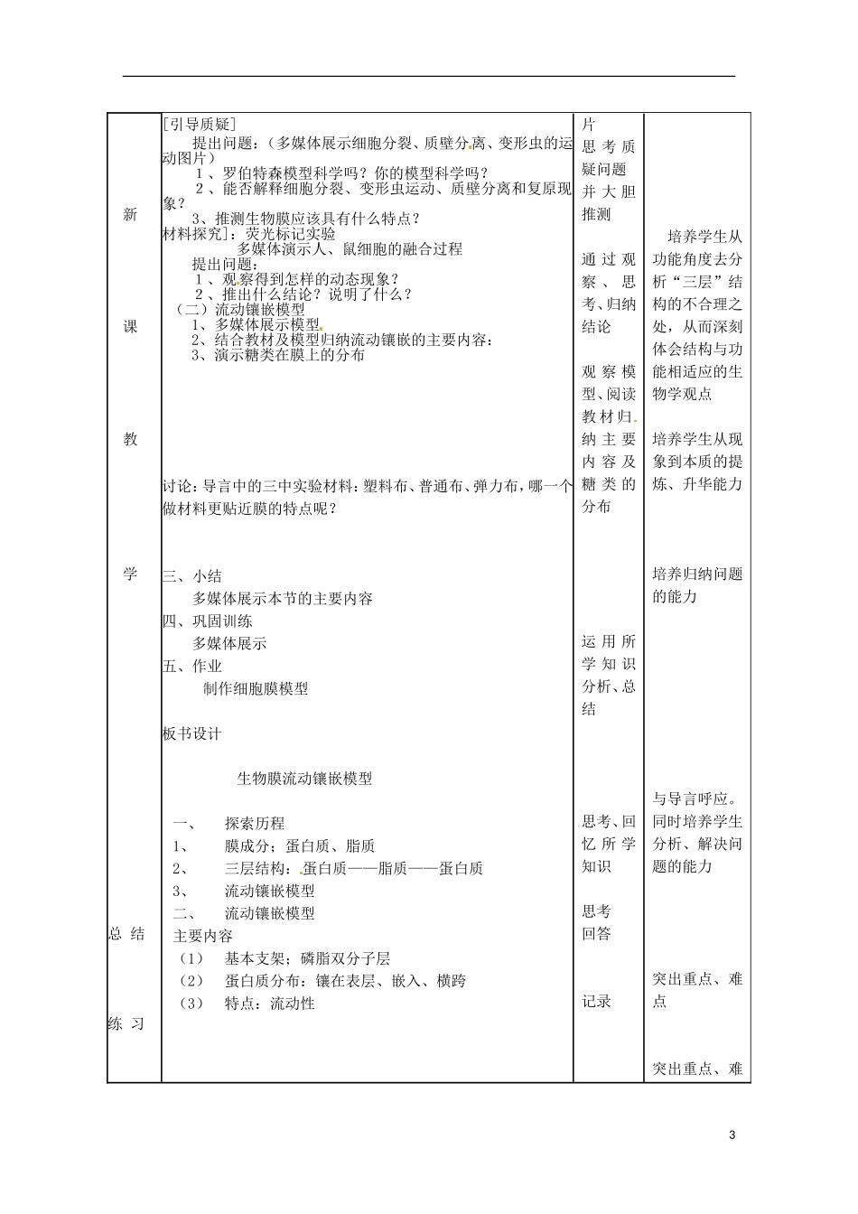 河北省邯郸四中高中生物《42流动镶嵌模型教案》教案-新人教版必修1_第3页