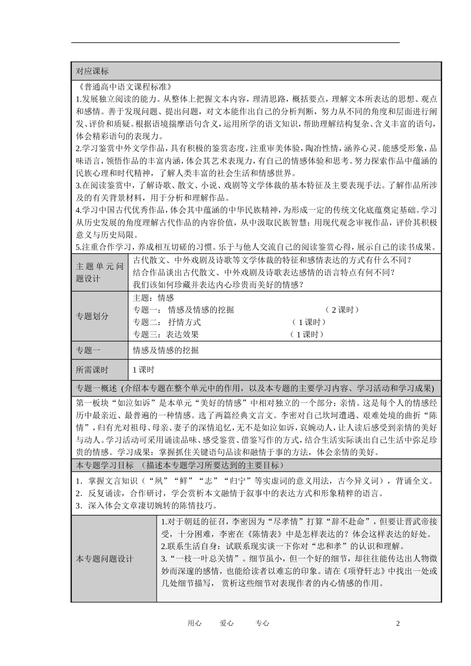 高中语文-此情可待成追忆(主题单元设计)学案-苏教版必修5_第2页