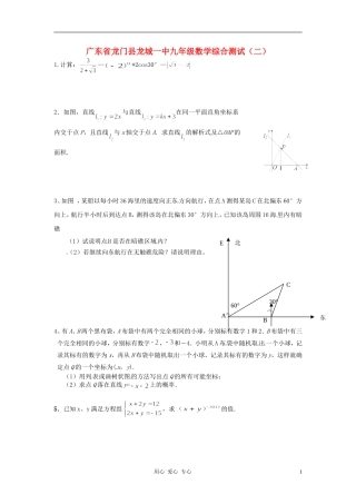 广东省龙门县龙城一中九年级数学综合测试(二)(无答案)