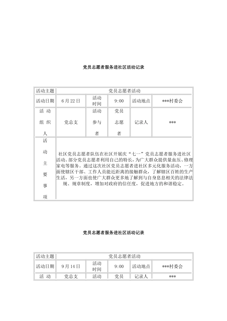 党员志愿者服务进社区活动记录_第3页