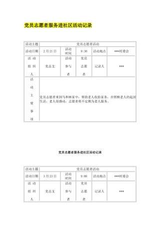 党员志愿者服务进社区活动记录