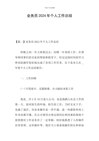 业务员2024年个人工作总结